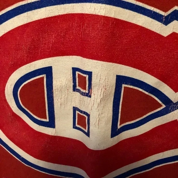 Vintage Montreal Canadiens T-shirt Single Stitch Size Large Chalk Lineq - Picture 3 of 9